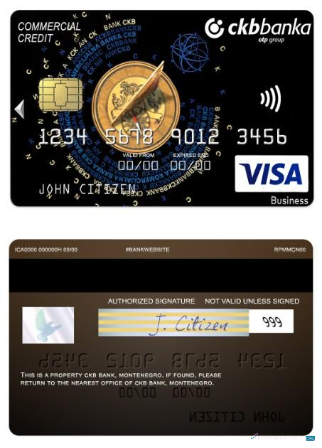 Download Montenegro CKB Bank visa business credit card Photoshop template